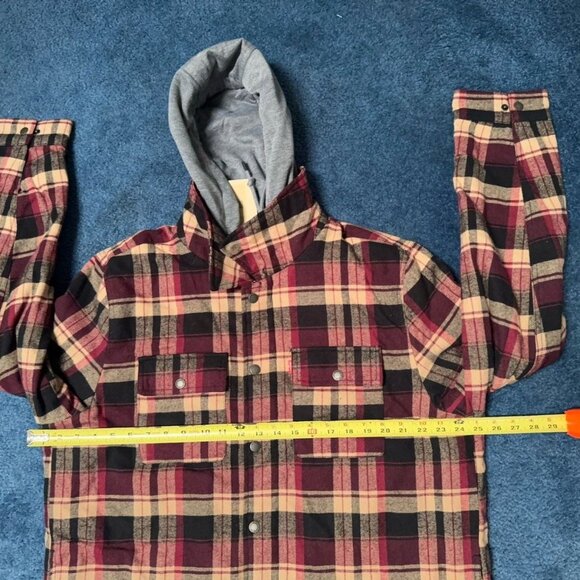 Levi's Plaid Flannel Sherpa Lined Shacket Mens L Hooded Cozy Gorpcore Workwear - Picture 13 of 16